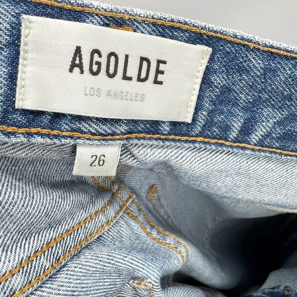 Agolde Women's Blue 90's Pinch Waist High Rise Straight Leg Denim Jeans Size 26 - Picture 6 of 11